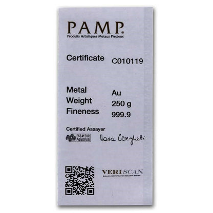 LINGOT D'OR 250 GR - PAMP Lady Fortuna Veriscan®